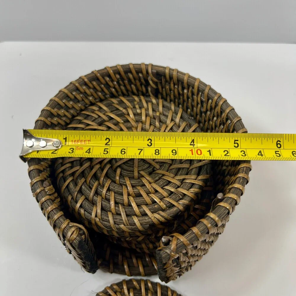 Unbranded Rattan Coaster Set Home OS Brown Excellent Woven 7pc With Holder